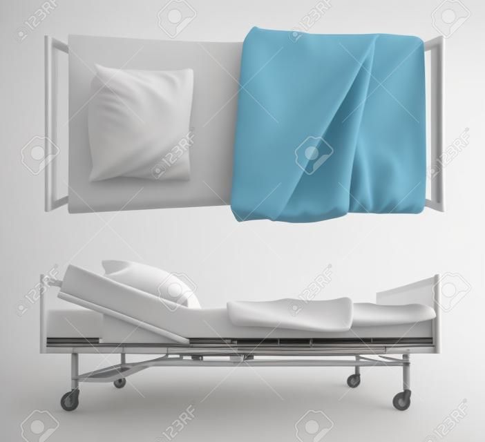 Ziekenhuis Bed geïsoleerd op wit. 3d rendering