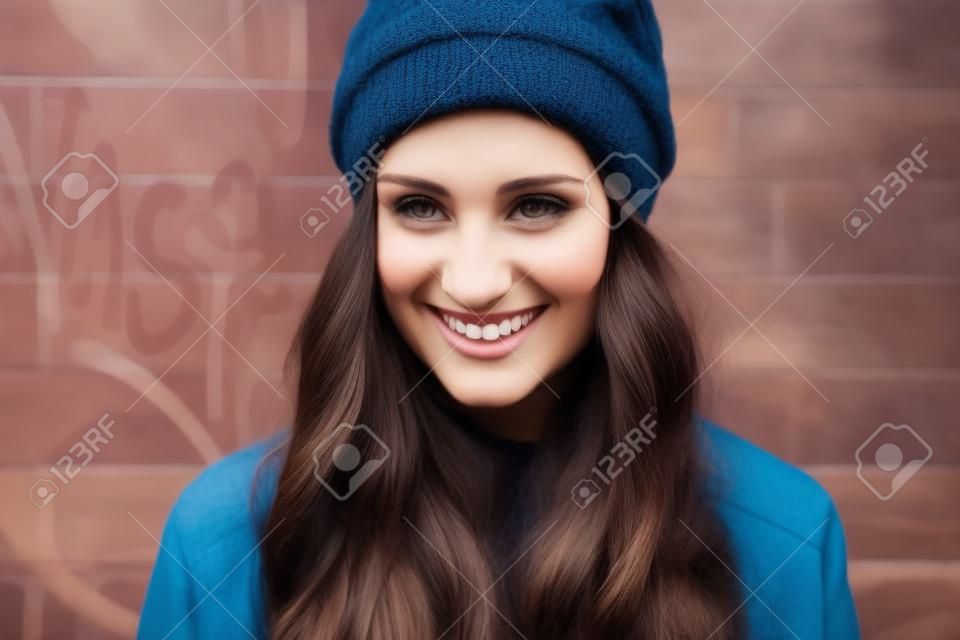 young beautiful brunette woman in the city