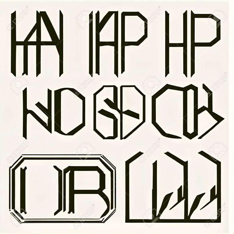 Set 2 sablon betűket létrehozni egy monogram három betű írt hatszög Art Nouveau stílusban