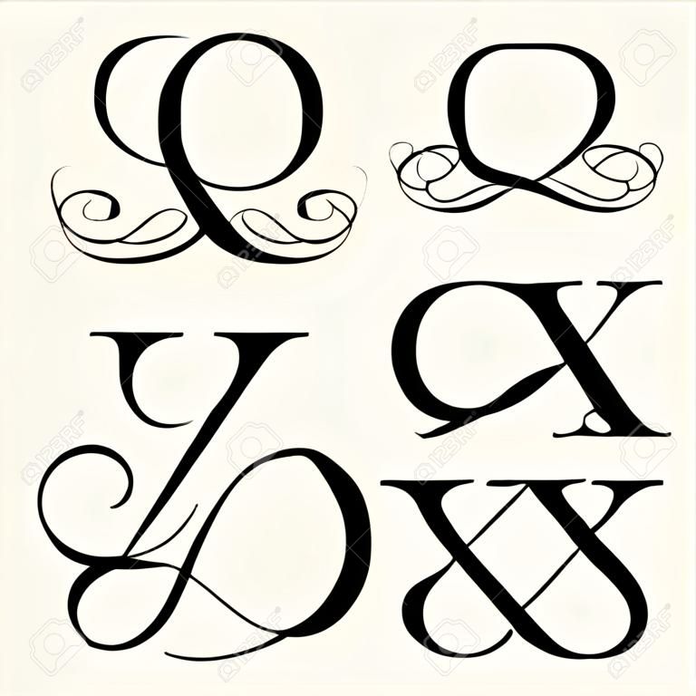 ヴィンテージは、モノグラム ・ ロゴの大文字を設定します。美しい細工のフォントです。ビクトリア朝様式。