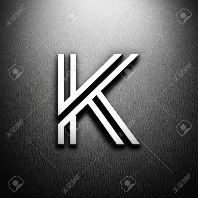 Capital letter K. Overlapping with shadows logo, monogram trendy design.