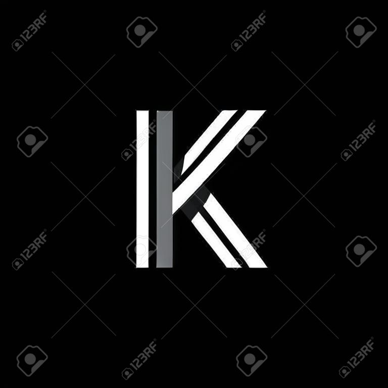 Capital letter K. Overlapping with shadows logo, monogram trendy design.