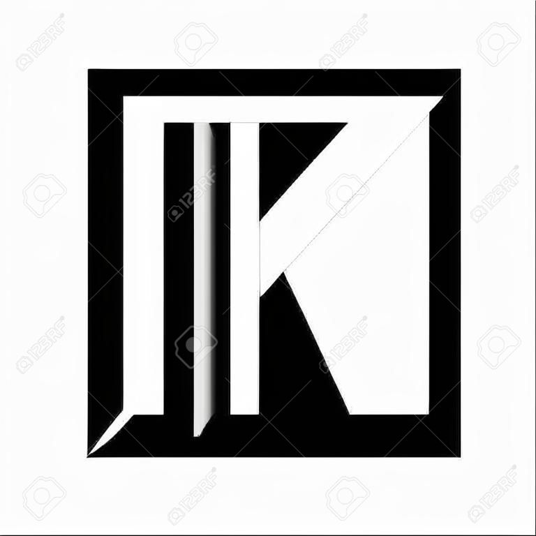 lettre K Capital De bande blanche inscrite dans un carré. Chevauchement avec des ombres monogramme, logo, emblème. Design tendance.
