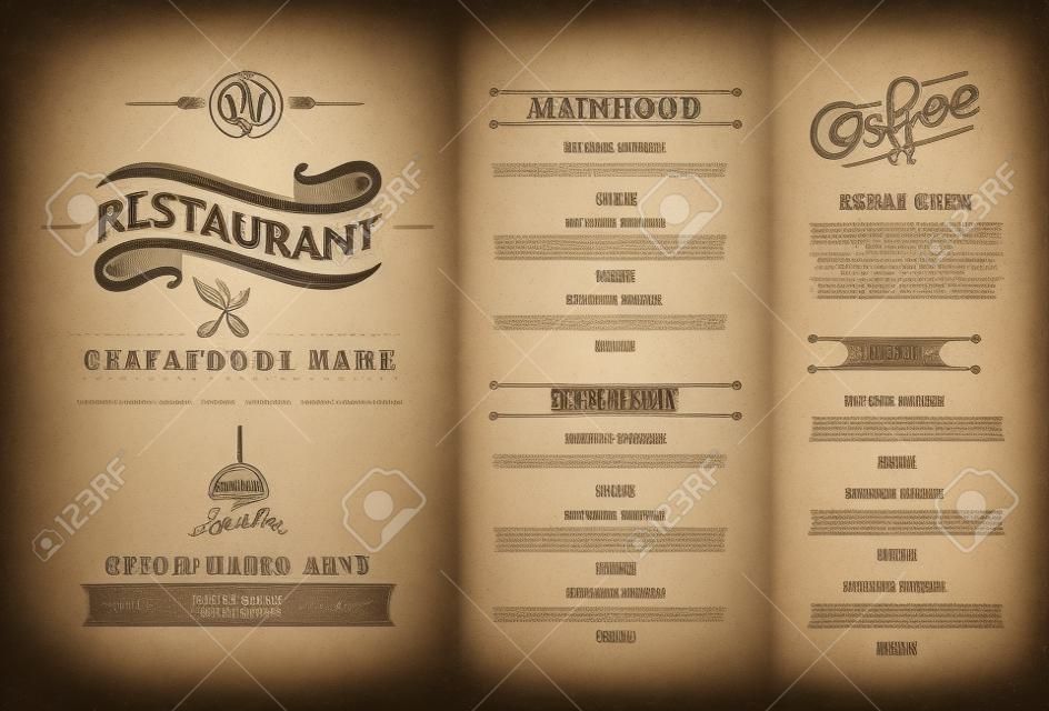 design vintage et l'art menu du restaurant.