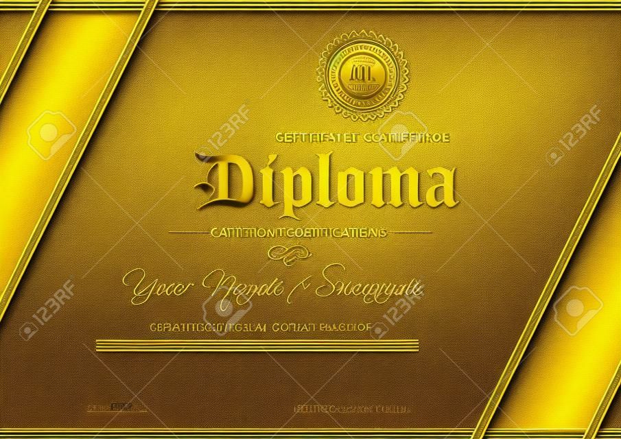 Certificaat luxe sjabloon, Certificaat premie van goud gedetailleerd. Diploma sjabloon.