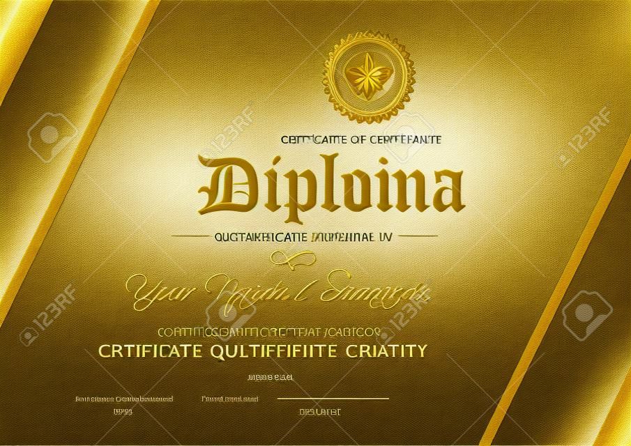 Certificaat luxe sjabloon, Certificaat premie van goud gedetailleerd. Diploma sjabloon.