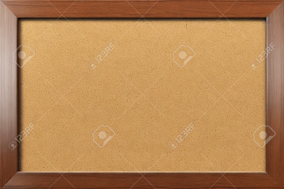 Empty bulletin board with a wooden frame, cork board texture, blank corkboard.