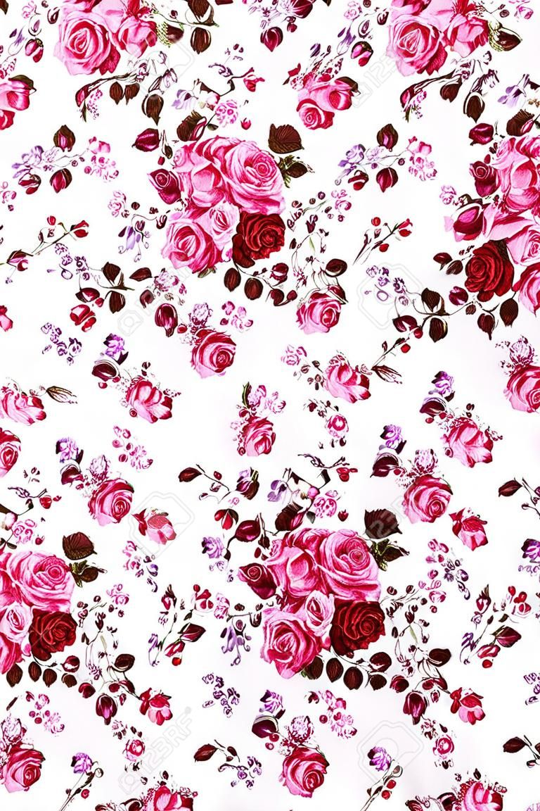 Rose bouquet diseño sin patrón en la tela como fondo