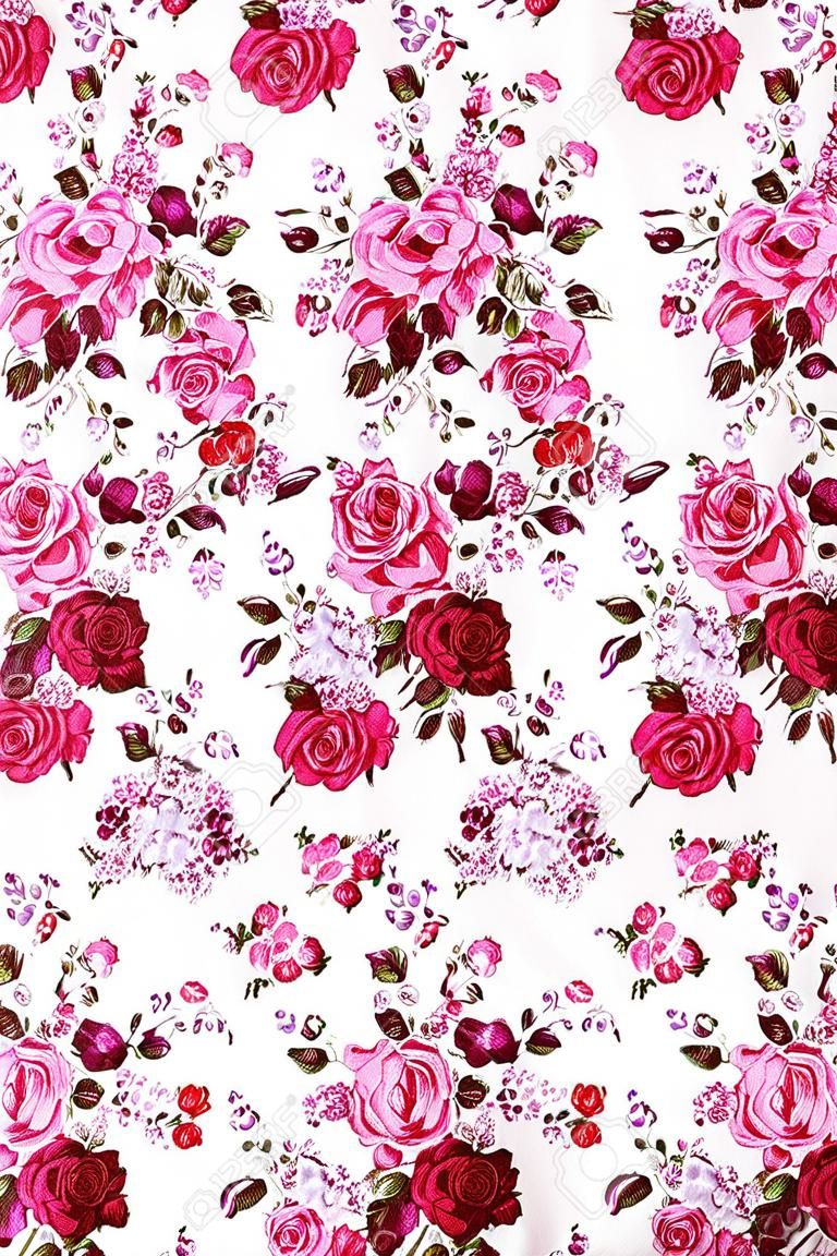 Rose Bouquet Design Nahtlose Muster auf Stoff als Hintergrund