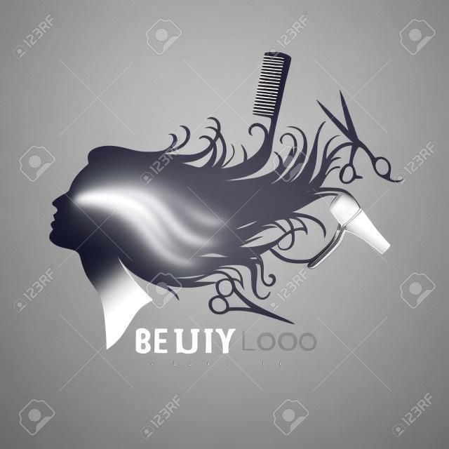 Logo de salon de coiffure de beauté, logo de salon