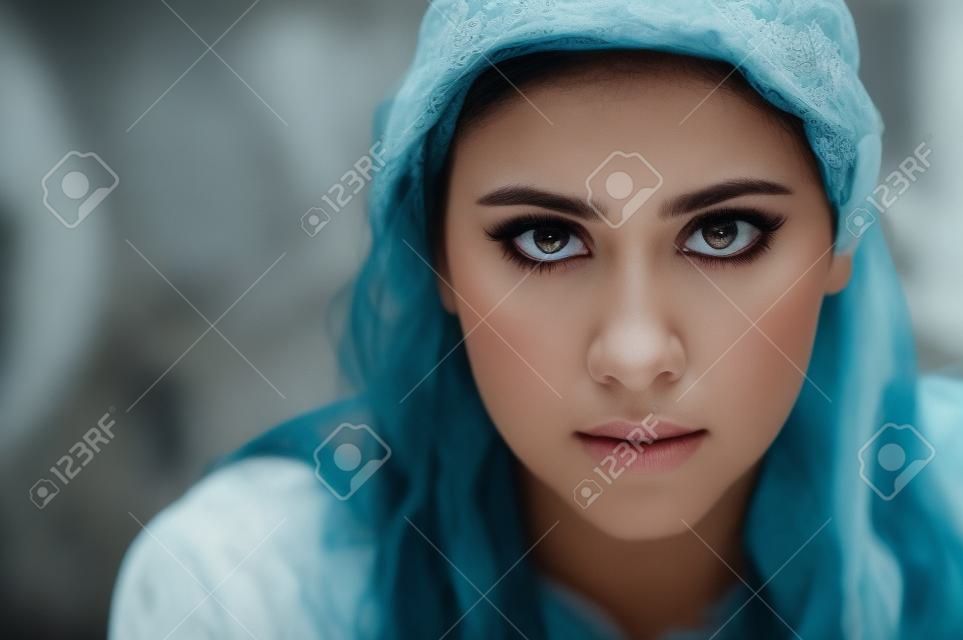 The intense stare of a beautiful woman