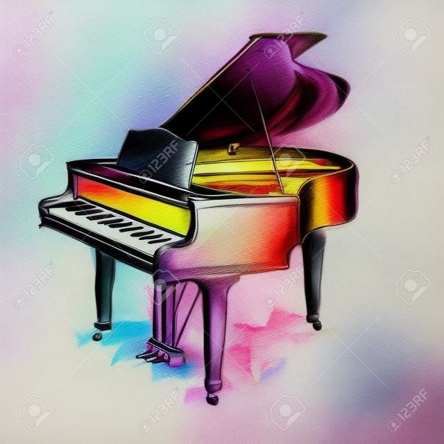 Klavier bunte Zeichnung