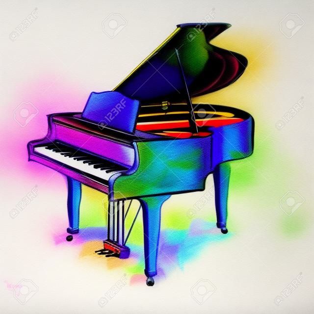 Klavier bunte Zeichnung