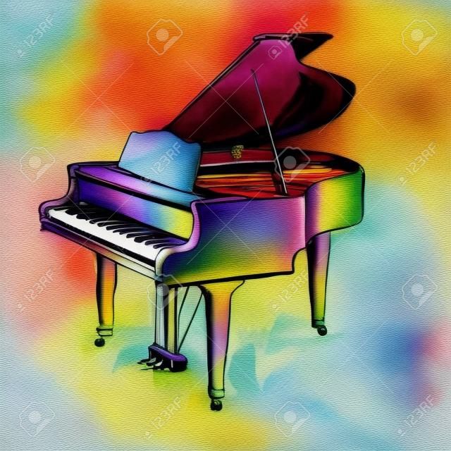 fortepian kolorowy rysunek
