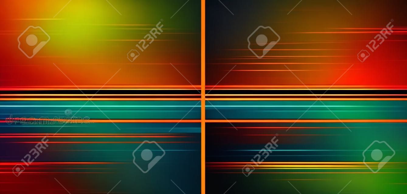 Set abstract geel, blauw, rood, groen en oranje kleur wazige beweging achtergrond. Strepen horizontale beweging behang. Vector illustratie