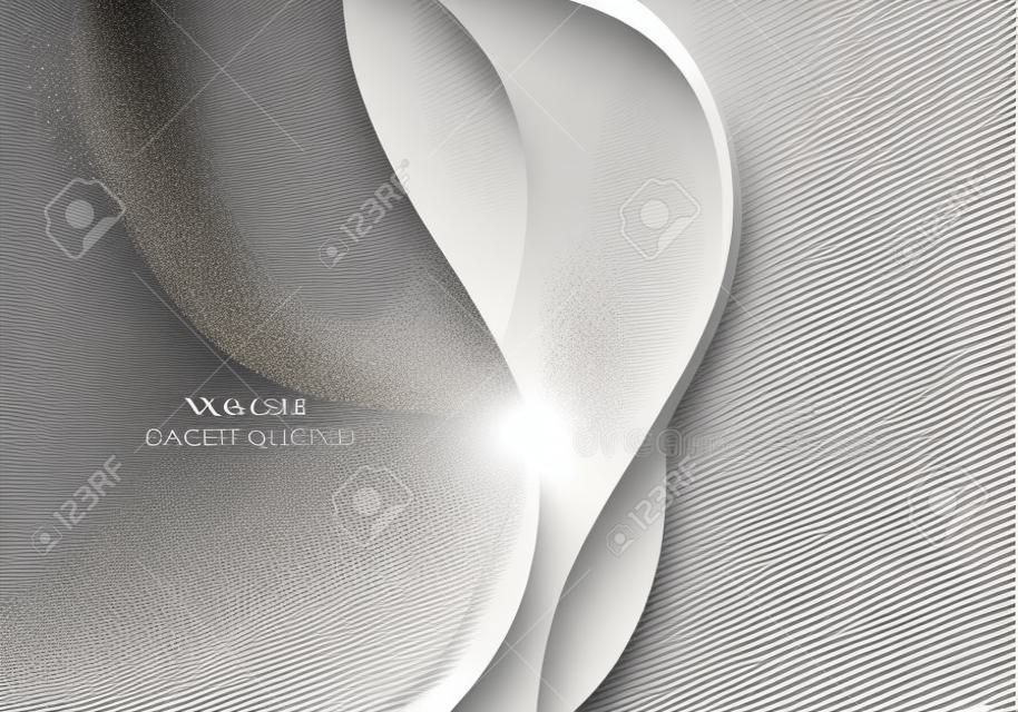 Design de modelo de luxo moderno 3D branco, formas curvas marrom claro e luz de linha de brilho dourado brilhando em fundo limpo.
