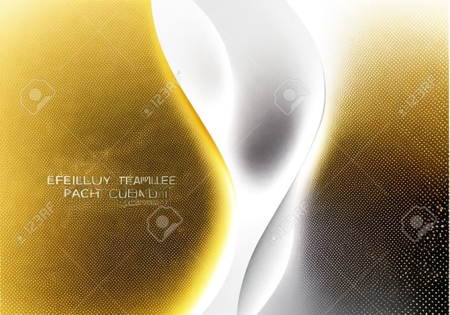 3D modern luxury template design white, light brown curved shapes and golden glitter line light sparking on clean background. Vector graphic illustration