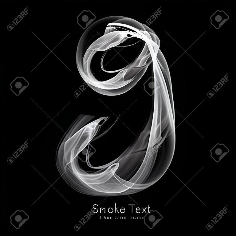 Resumen de humo en minúscula alfabeto letra texto arte ahumado pluma pincel efecto.