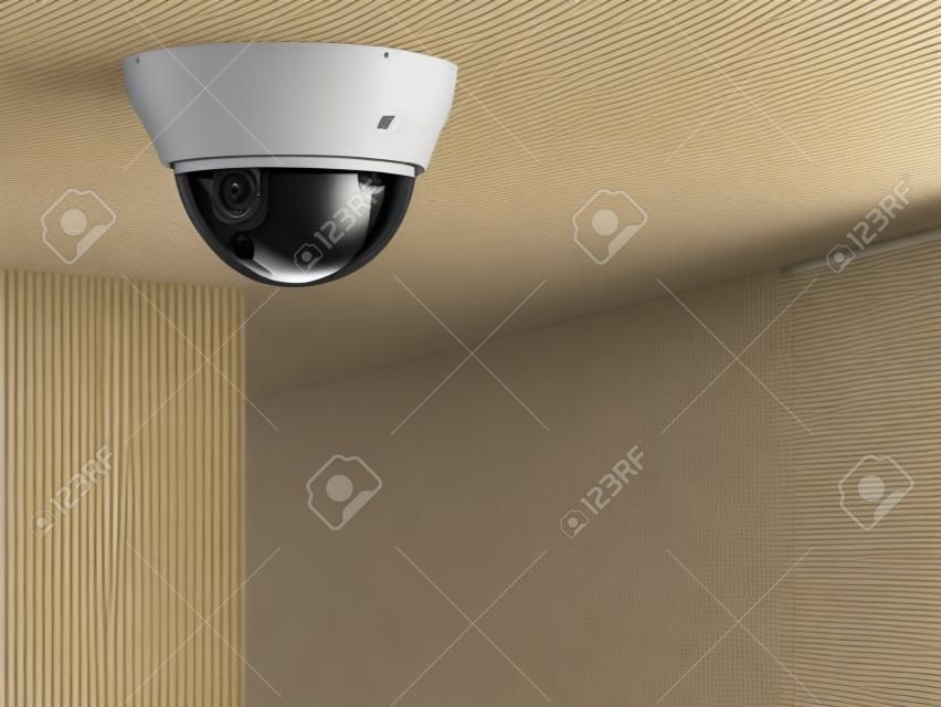 3D-рендеринг камеры безопасности или камеры видеонаблюдения на потолке