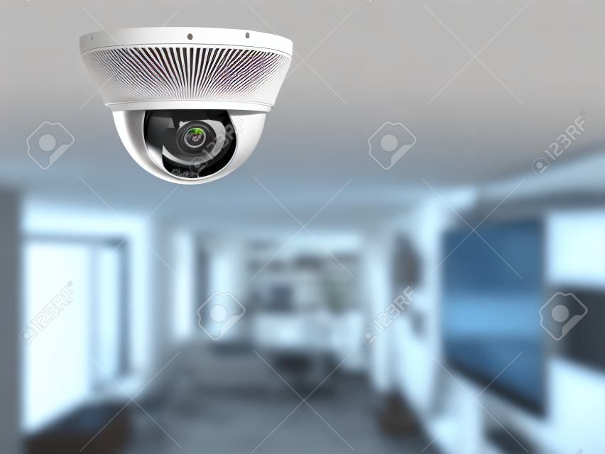 3D-рендеринг камеры безопасности или камеры видеонаблюдения на потолке