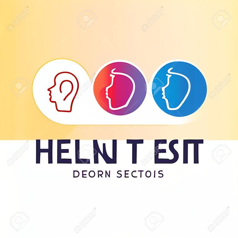 ENT logo template. Head for ear, nose, throat doctor specialists. logo concept. Line vector icon. Editable stroke. Flat linear illustration isolated on white background
