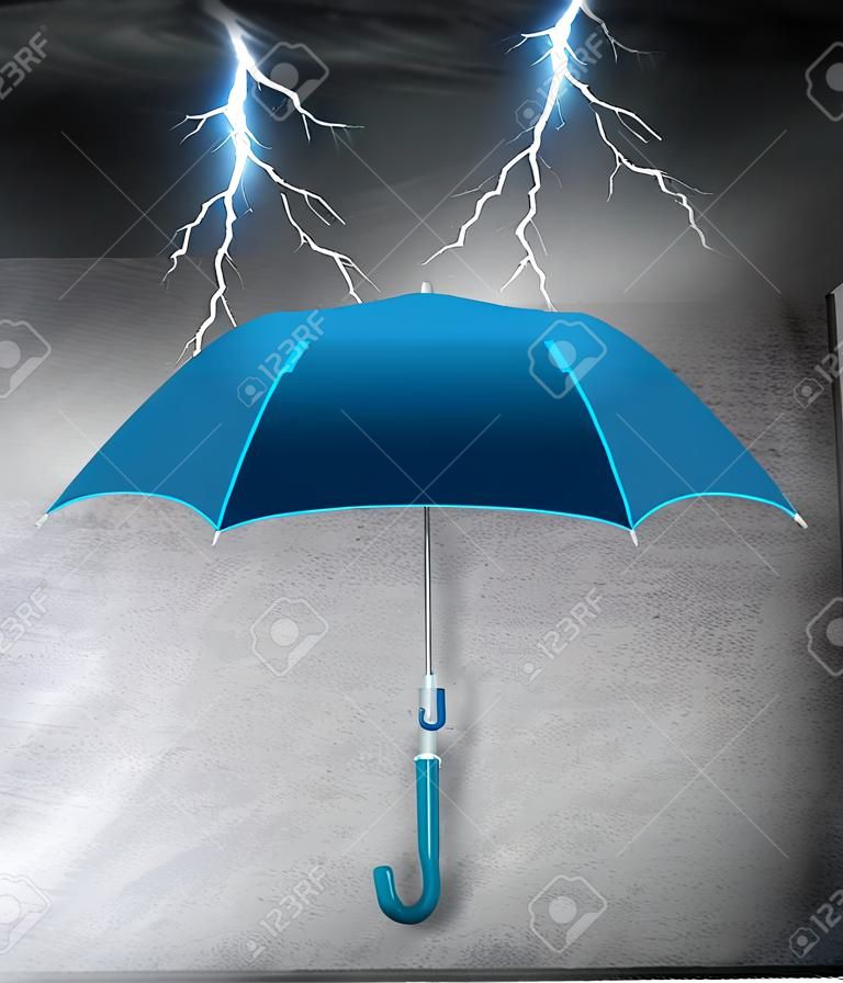 Family, life, car, home, medical, insurance concept. Insurance agent umbrella protection or business financial leadership with leader's hand holding umbrella, 3D image, 3D illustration, 3D rendering.