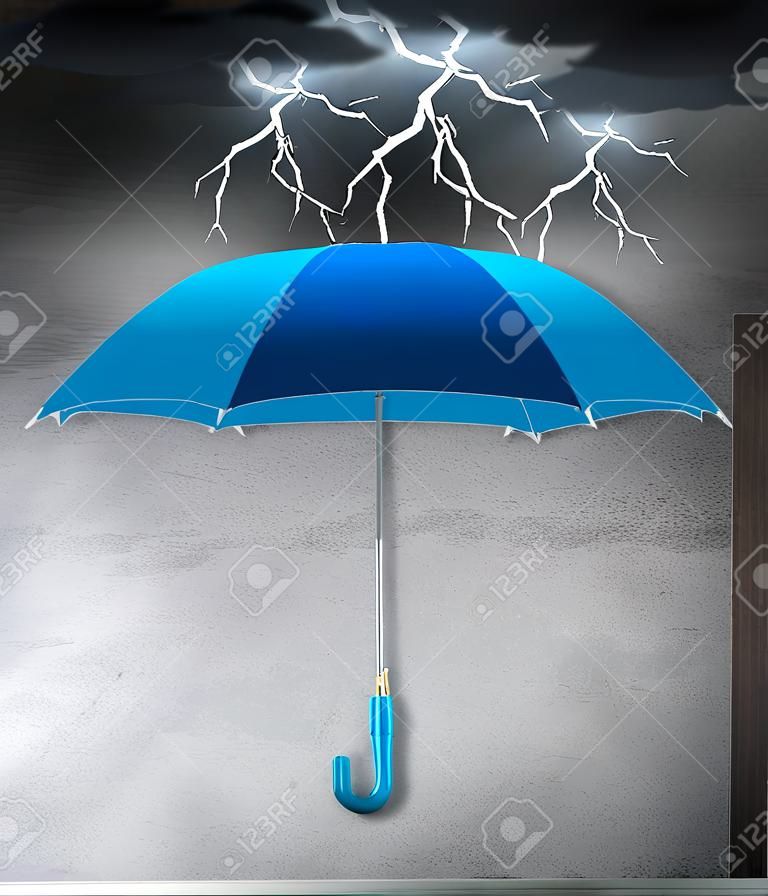 Familie, Leben, Auto, Haus, medizinisch, Versicherungskonzept. Versicherungsagent-Regenschirmschutz oder Geschäftsfinanzführung mit der Hand des Führers, die Regenschirm, Bild 3D, Illustration 3D, Wiedergabe 3D hält.