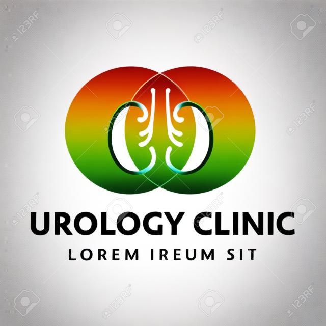 Le logo des soins d'urologie rénale conçoit le vecteur, les reins humains, l'icône de néphrologie. Symbole de la clinique de l'hôpital médical