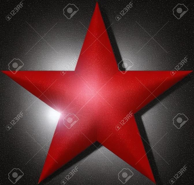 Noel yıldızı kırmızı - basit 5 köşeli yıldız - beyaz izole - 3d render