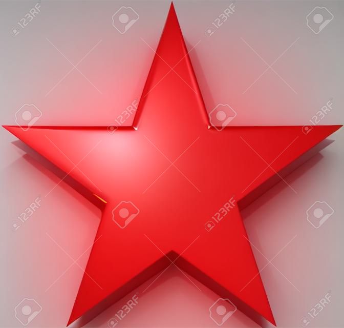 Noel yıldızı kırmızı - basit 5 köşeli yıldız - beyaz izole - 3d render