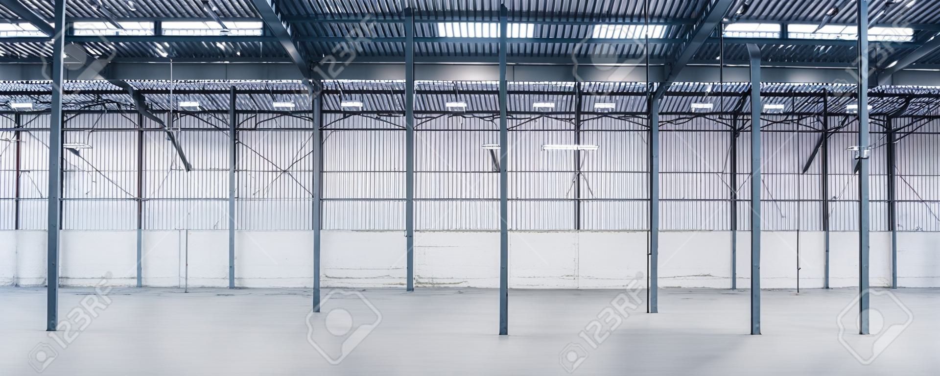 Industry construction large warehouse empty factory  storage area building indoor for background.