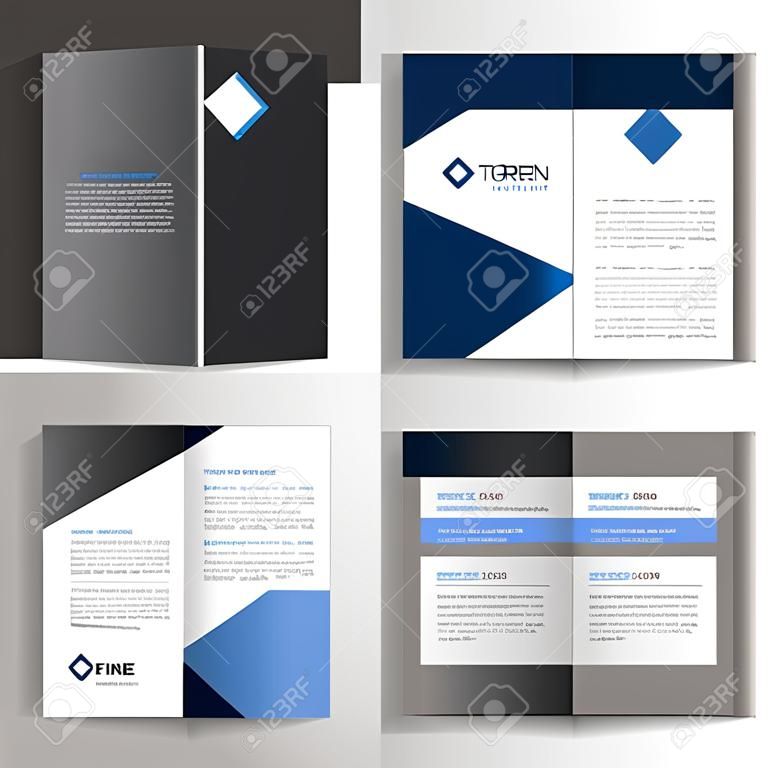 Witte vector witte brochure sjabloon ontwerp met blauwe vierkante elementen