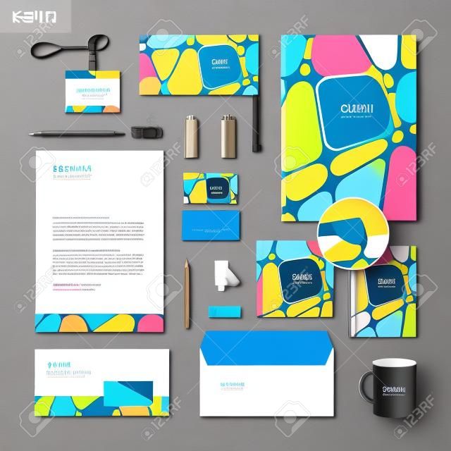 Kreative Corporate Identity Template-Design mit Farbe geometrischen Elementen. Geschäftsdrucksachen