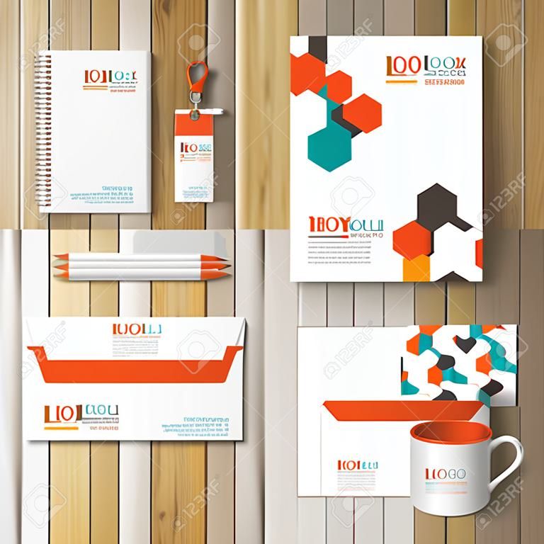 Weiß Corporate Identity Template-Design mit geometrischen Muster. Geschäftsdrucksachen