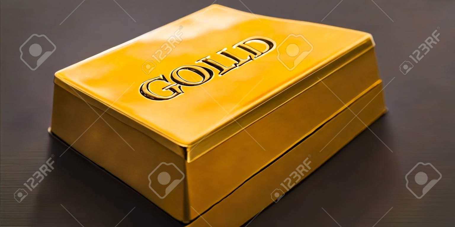 gold bar close-up on a black background