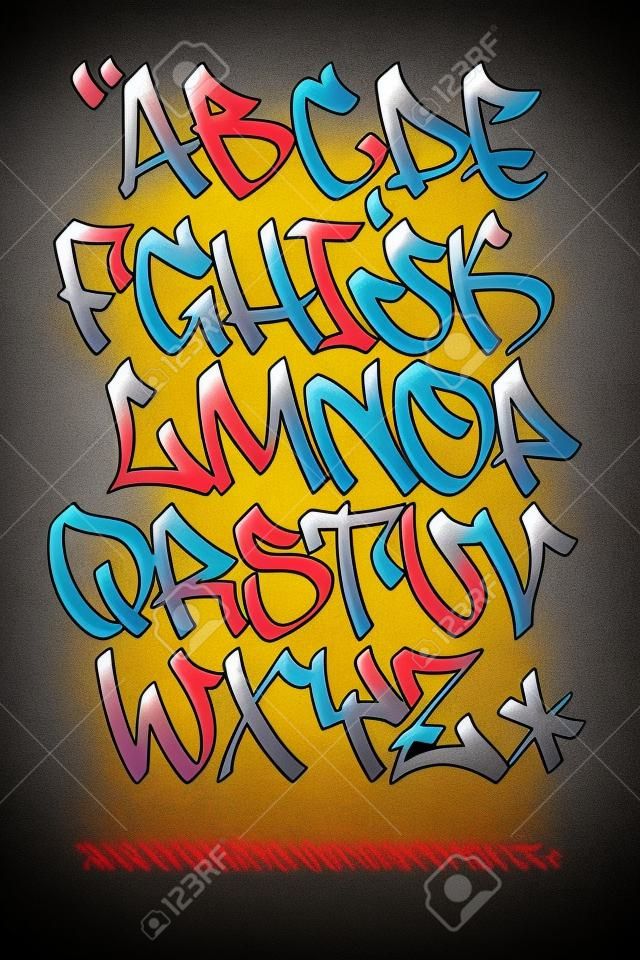 Vectorial font in graffiti hand written style. Capital letters alphabet.