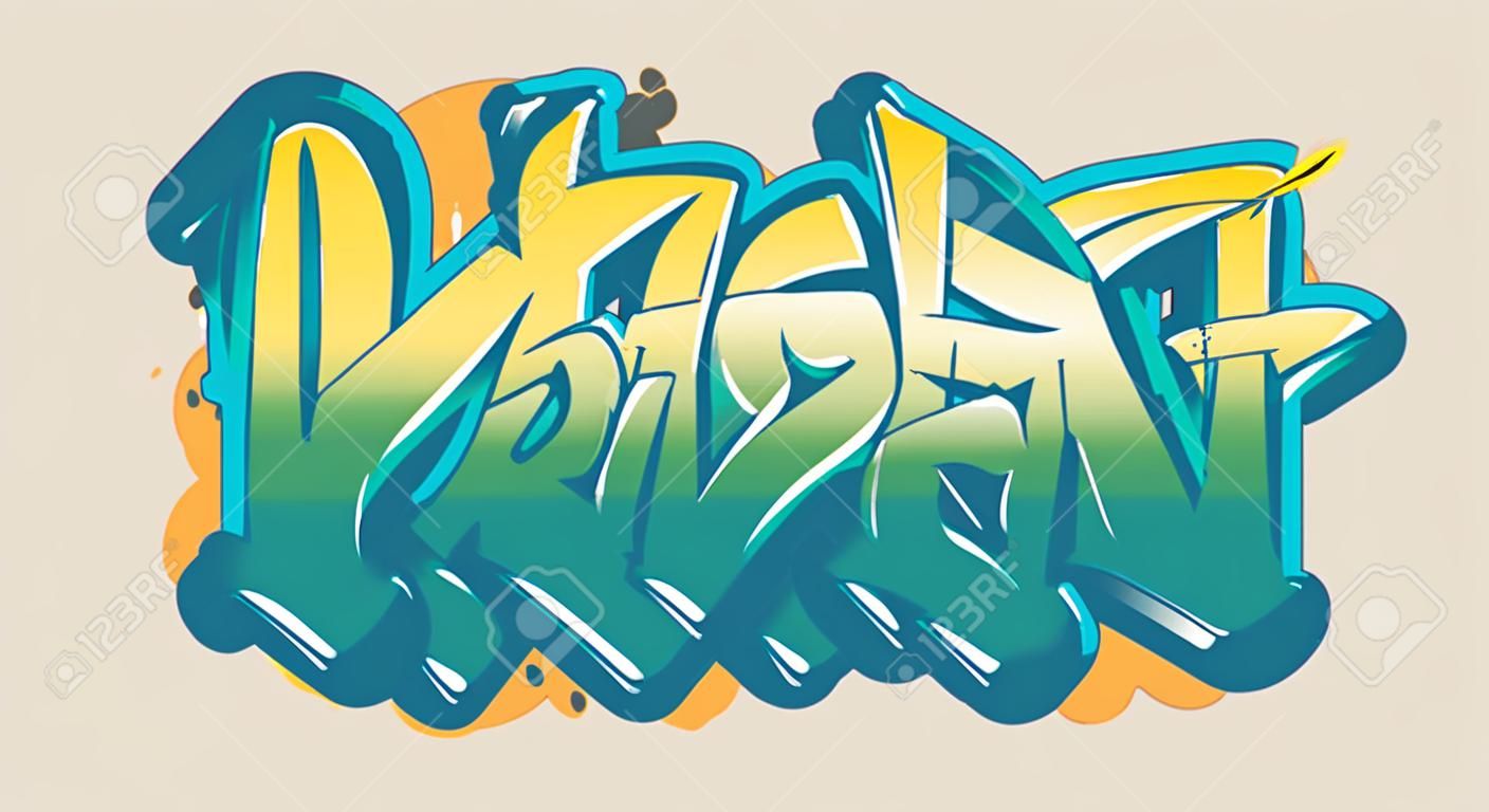 Parola di graffiti in stile graffiti leggibile in vivaci colori personalizzabili. Testo vettoriale