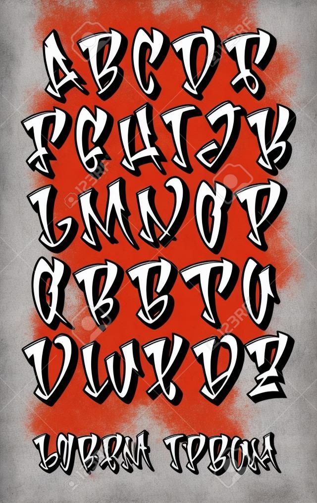Vectoriële lettertype in graffiti handgeschreven 3D-stijl. Hoofdletters alfabet.