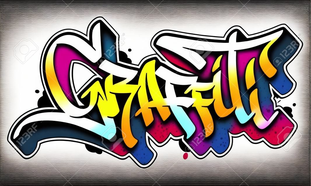 Graffiti vector word in readable graffiti style. Only black line isolated on white background.