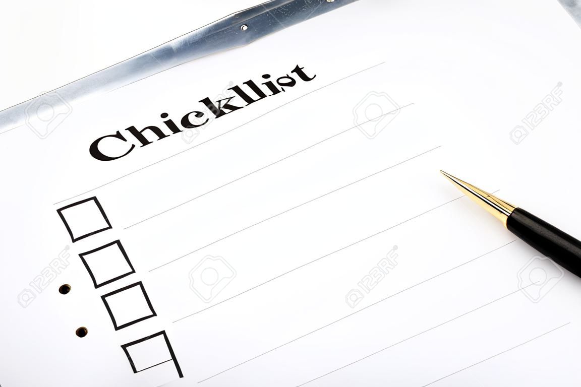 Checklist and Clipboard with white background