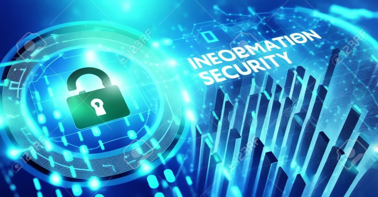 Concepto de privacidad de tecnología empresarial de protección de datos de seguridad cibernética. ilustración 3d Seguridad de información