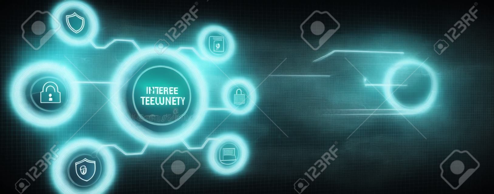 Internet-, Geschäfts-, Technologie- und Netzwerkkonzept. Cyber-Sicherheits-Datenschutz-Business-Technologie-Privacy-Konzept. 3D-Darstellung
