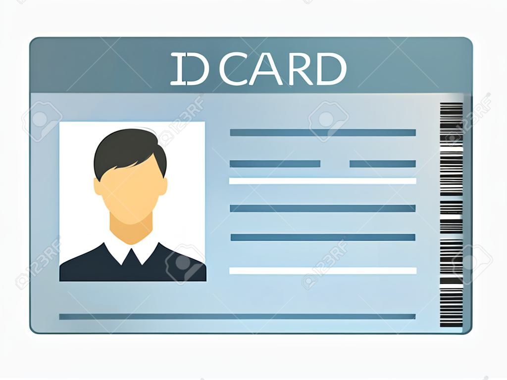 ID Card isolated on white background. Identification card icon. Business identity ID card icon template badge. Identification personal contact in flat style