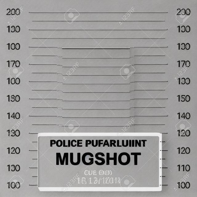 Criminal mug shot line. Police mugshot add a photo. Blank criminal police lineup with centimeter scale for photograph.