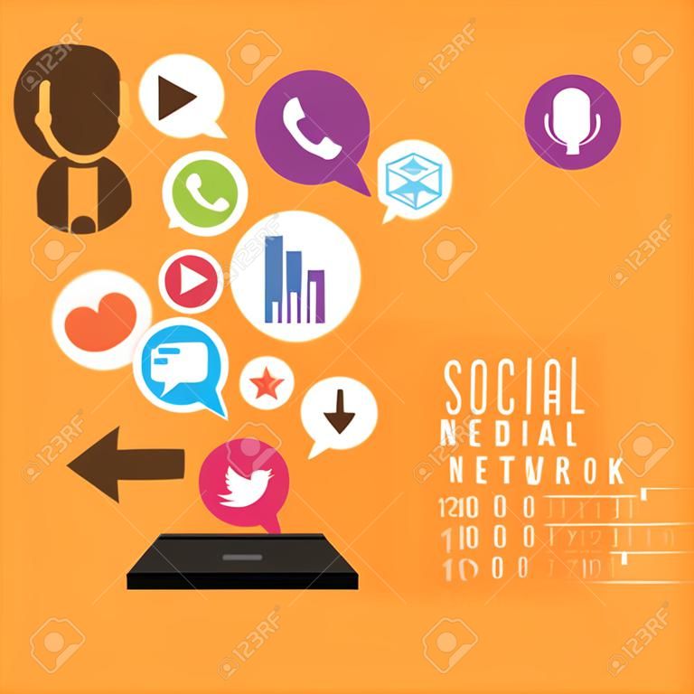 Social network background with media icons