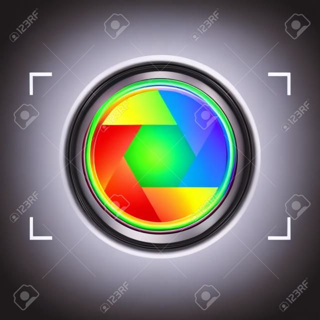 Bright rainbow camera shutter diaphragm. Vector illustration