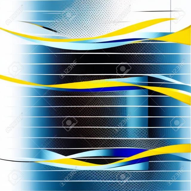 Brillante azul al amarillo swoosh líneas abstractas conjunto. Ilustración vectorial