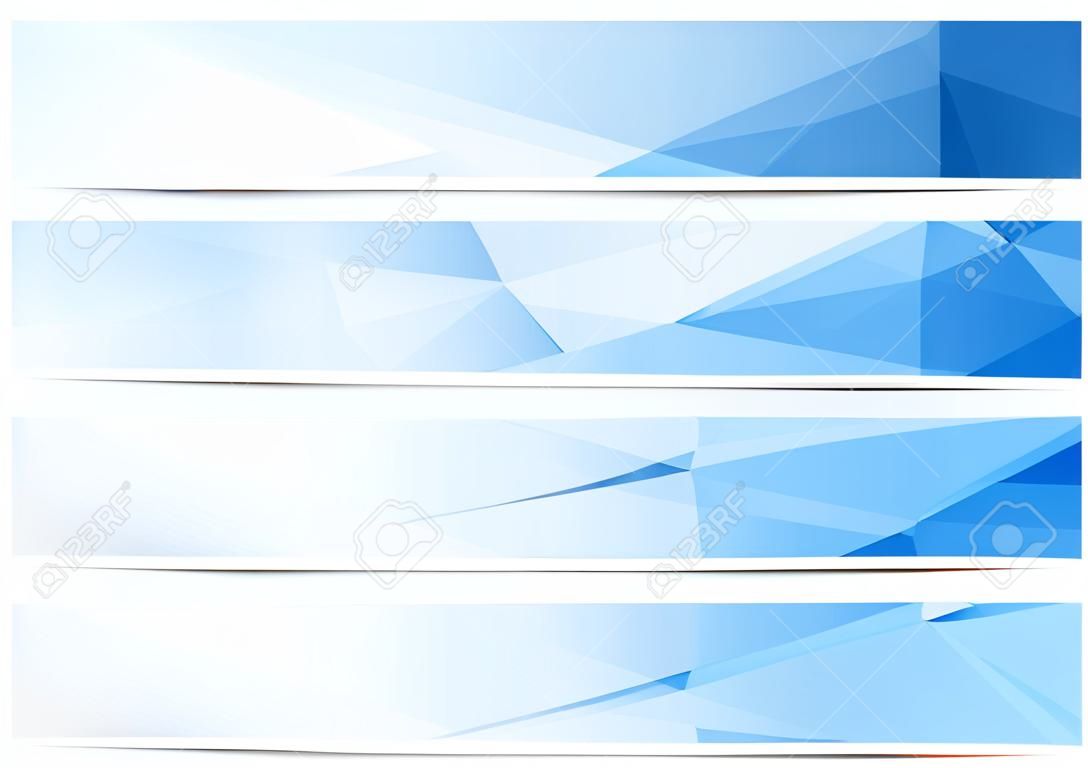 Moderne web blauw kristal patroon header collectie set. Vector illustratie