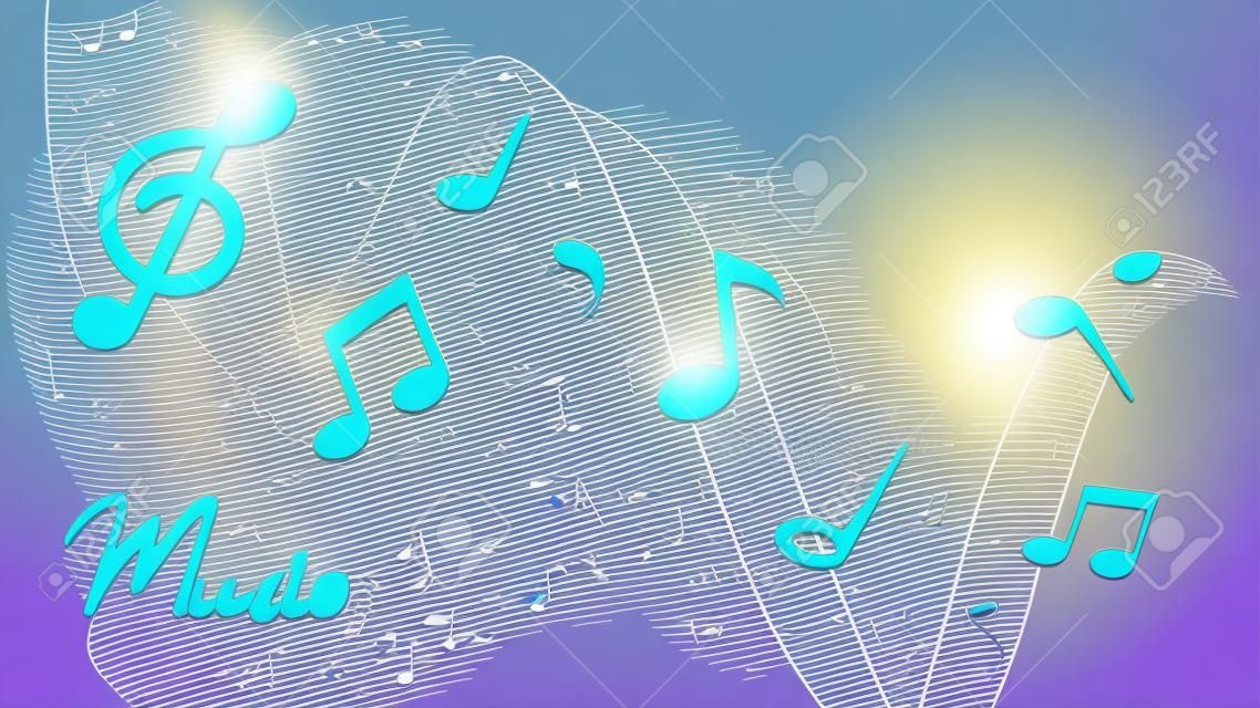 Notas musicales, canción, melodía o melodía icono vectorial realista 3d para aplicaciones musicales e ilustraciones vectoriales de fondo de sitios web
