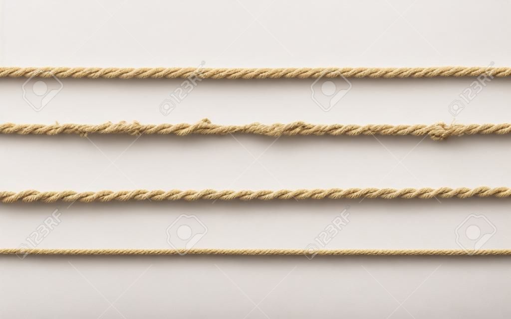 raccolta di varie corde su sfondo bianco. ognuno è girato separatamente